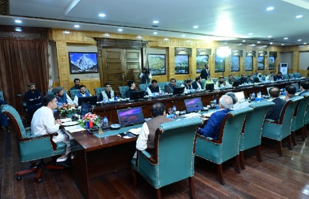 The prime minister Anwaar-ul-Haq Kakar chairing a meeting of the Gilgit Baltistan cabinet