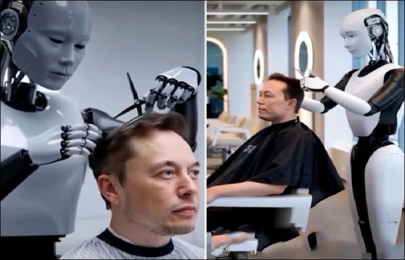 ایلون مسک روبوٹ سے بال کٹوانے لگے